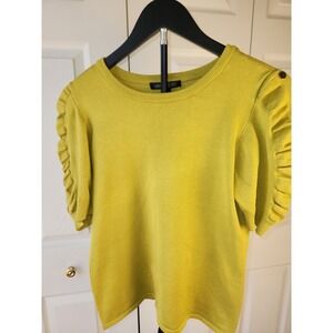 Love Forever Diana Citronelle Yellow Ruched Sleeve Sweater MFS8394805 Medium